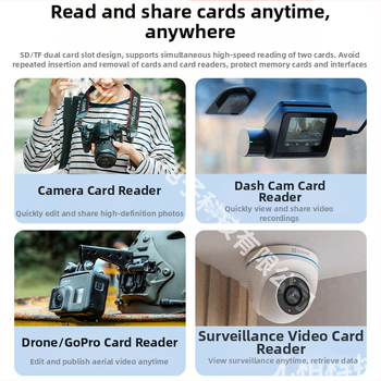 USB 3.0 a Type-C čítač kariet SD/TF — hliníkový zliatok, externý dvojkartový čítač