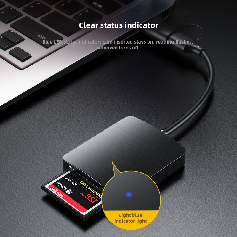 X0160 Štvor-kartový USB Type-C vysokorýchlostný čítač kariet – CF/SD/TF/MS Pro Duo/MS PRO/MS Duo podpora
