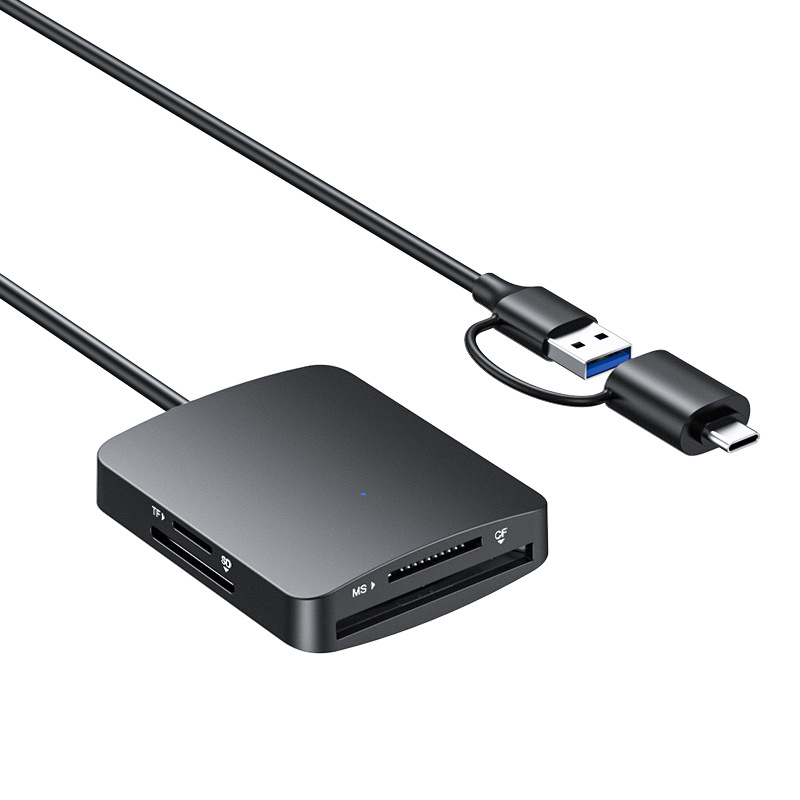 X0160 Štvor-kartový USB Type-C vysokorýchlostný čítač kariet – CF/SD/TF/MS Pro Duo/MS PRO/MS Duo podpora