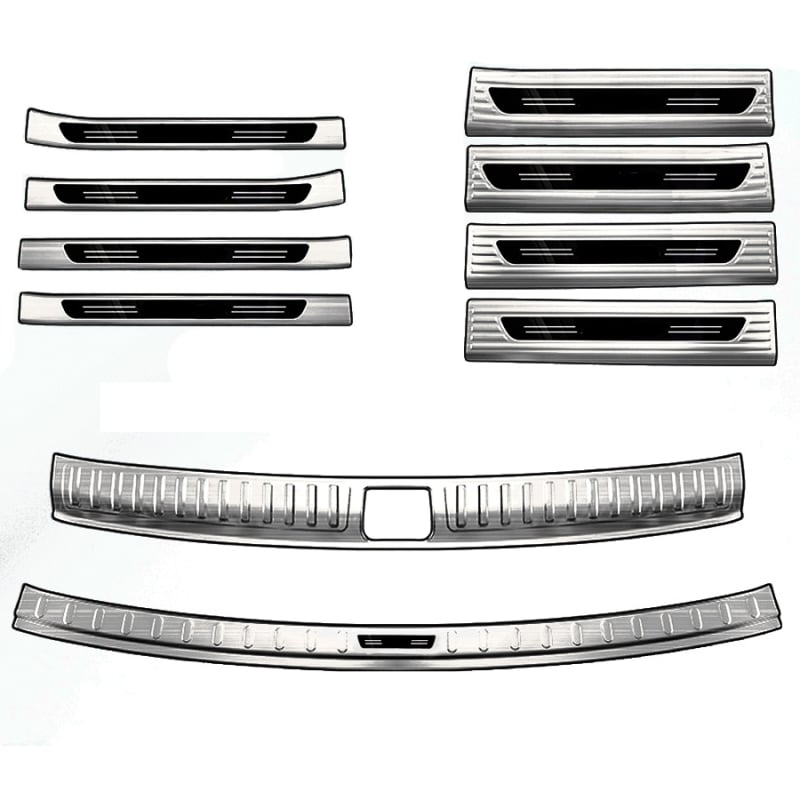 Set dodatne opreme za prtljažnik od nehrđajućeg čelika za Huawei Wenjie M8: stražnja zaštitna ploča, ukrasne trake, pragovi i pedala dobrodošlice — Junmiao • Huawei Wenjie M8 • Godina modela: 2025 • Prijenos: automatski