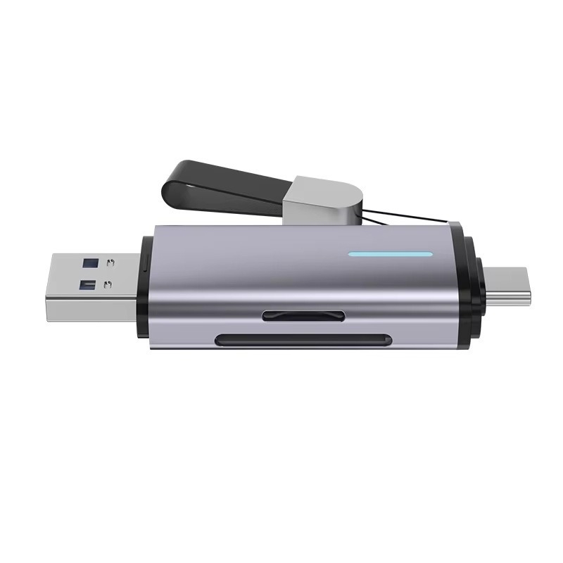 Ha-423 Čitač kartica s dvostrukim sučeljem USB 3.0/Type-C, podržava TF/SD, OTG za Android i PC, aluminijska legura