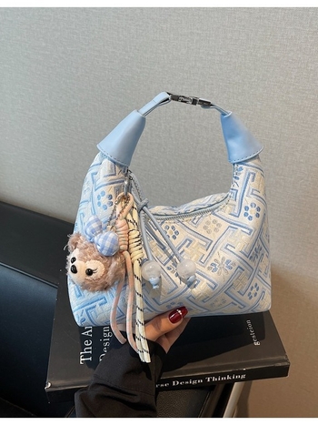 Geantă de damă în stil național Zhuang Brocade — din pânză, formă dumpling-type, închidere cu fermoar, buzunar interior laminat, căptușeală din poliester