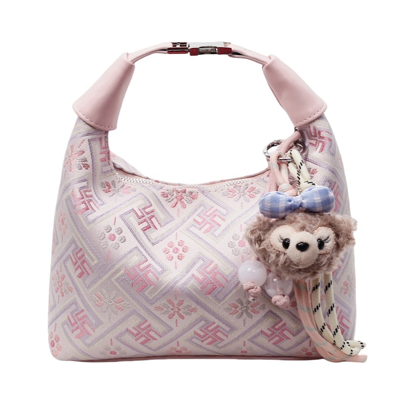 Geantă de damă în stil național Zhuang Brocade — din pânză, formă dumpling-type, închidere cu fermoar, buzunar interior laminat, căptușeală din poliester