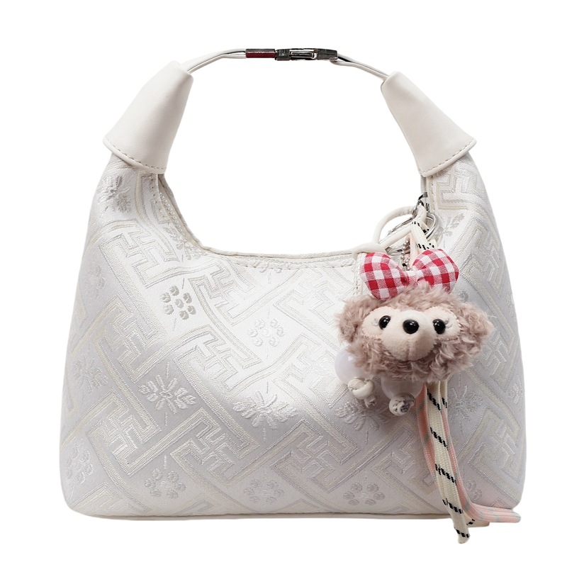 Geantă de damă în stil național Zhuang Brocade — din pânză, formă dumpling-type, închidere cu fermoar, buzunar interior laminat, căptușeală din poliester