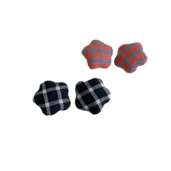 Cercei din pânză cu stea cu cinci colțuri, imprimeu în carouri, lucrate manual, clipsuri pentru urechi, stil pastoral