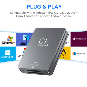 Cititor CFexpress Type A și SD, USB 3.2 Gen 2 (10Gbps), interfață Type-C, corp din aliaj de aluminiu