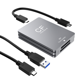 Cititor CFexpress Type A și SD, USB 3.2 Gen 2 (10Gbps), interfață Type-C, corp din aliaj de aluminiu