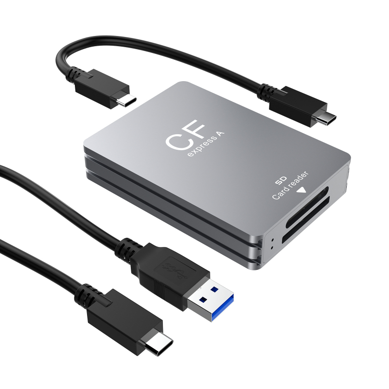 Cititor CFexpress Type A și SD, USB 3.2 Gen 2 (10Gbps), interfață Type-C, corp din aliaj de aluminiu