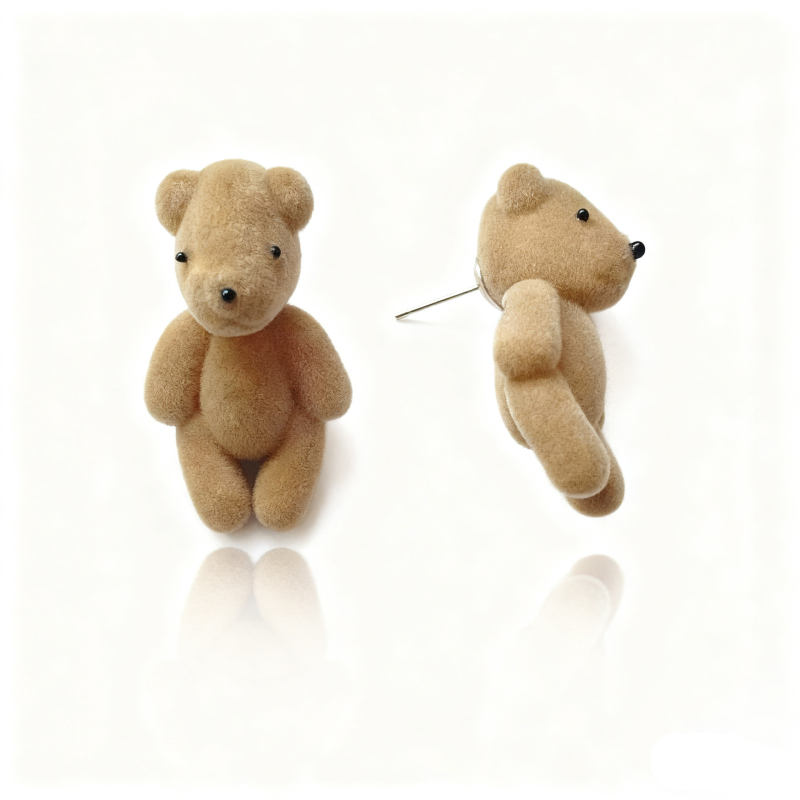 Cercei din rășină, formă geometrică, finisaj flocking, tijă din aur de 14k, stil Hepburn, pentru femei