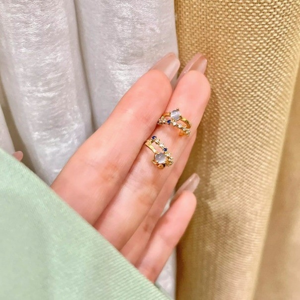 Cercei clips, Blue Mist Island, în formă de inimă, stil franțuzesc vintage (aliaj, electroplacat)