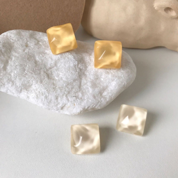 Cercei geometrici, lucrate manual din plastic/rezină, unisex, stil casual, știfturi de urechi din argint 925