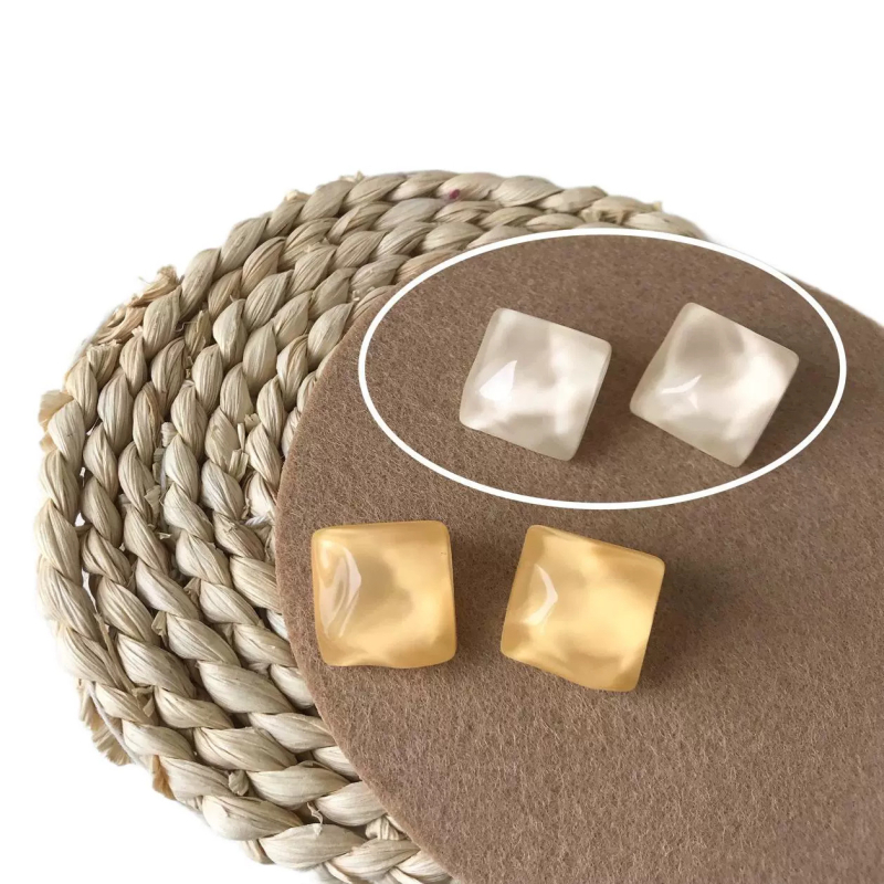 Cercei geometrici, lucrate manual din plastic/rezină, unisex, stil casual, știfturi de urechi din argint 925