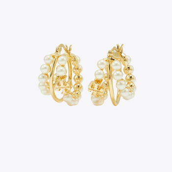 Cercei - cupru, geometrice cu bucle multiple, perlă de cristal artificial, știfturi din oțel inoxidabil, placare electrolitică