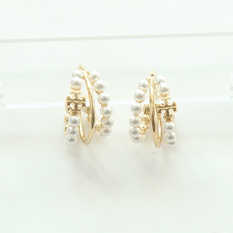 Cercei - cupru, geometrice cu bucle multiple, perlă de cristal artificial, știfturi din oțel inoxidabil, placare electrolitică