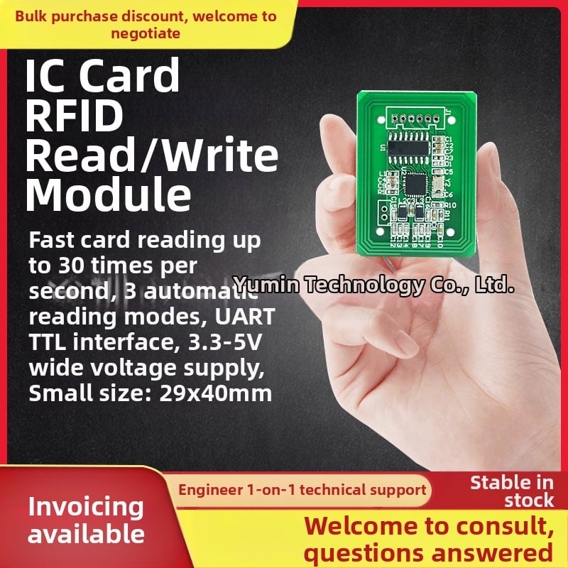 Modul čítača/zápisovač IC karty — 13,56 MHz, ISO14443A, UART rozhranie, kompatibilný s M1/S50/S70, čas čítania 0,01 s, model M2940B-HA