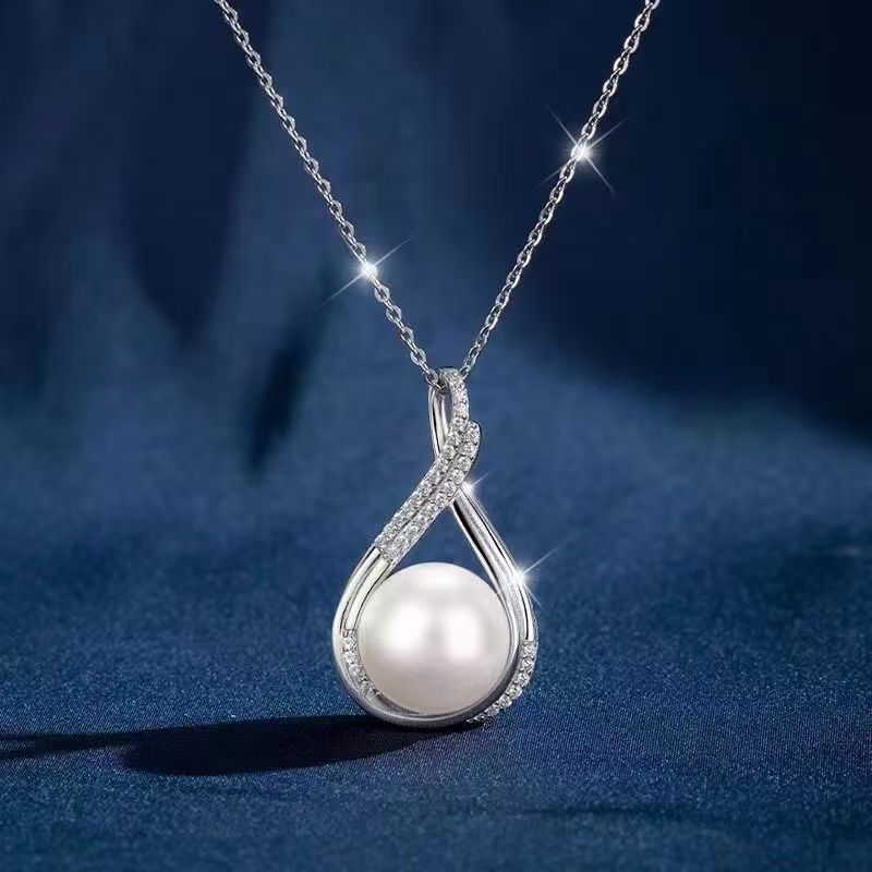 Комплект обеци и колие от изкуствени перли, У-образен дизайн, електроплатирано покритие, стоманени ушни игли