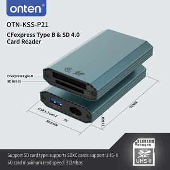 Cititor de carduri CF/SD/SDHC USB 3.2 Gen 2 – suport SD4.0, extern, aliaj de aluminiu, model KSS-P21