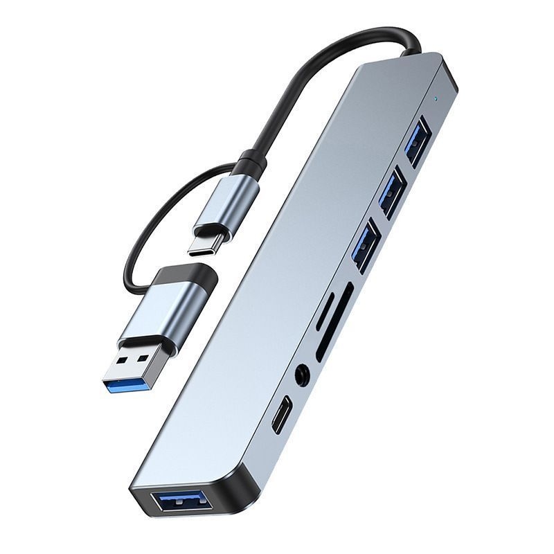 Hub USB-C cu 8 porturi, cititor SD/TF, USB 3.0/2.0 și audio de 3,5 mm