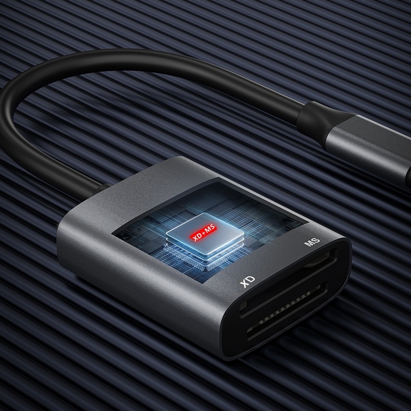 GOODLUCK-TIME USB-C dvostruki čitač kartica, USB 2.0, podržava MicroSD i Memory Stick Pro Duo/Pro/Duo, višenamjenski za pametne telefone, tablete i kamere