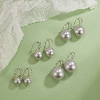 Χαλκός γεωμετρικά σκουλαρίκια με μαργαριτάρι σε γάντζο αυτιού – γυναίκες, μόδα γραφείου OL (φθινοπωρο 2023)