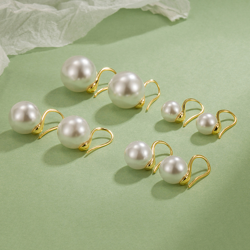 Χαλκός γεωμετρικά σκουλαρίκια με μαργαριτάρι σε γάντζο αυτιού – γυναίκες, μόδα γραφείου OL (φθινοπωρο 2023)