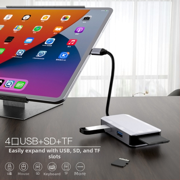 Șase în unu: cititor de carduri și docking station cu suport CF/SD, interfețe USB-C/USB, USB 2.0 de înaltă viteză, carcasă din aliaj de aluminiu