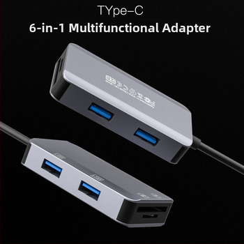 Șase în unu: cititor de carduri și docking station cu suport CF/SD, interfețe USB-C/USB, USB 2.0 de înaltă viteză, carcasă din aliaj de aluminiu