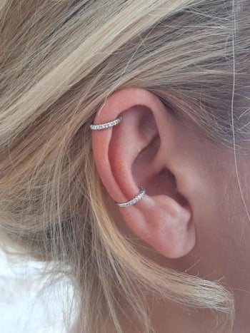 Cercei din argint 925, cu diamant, clips tragus, stil simplu, pentru femei