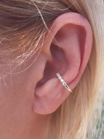 Cercei din argint 925, cu diamant, clips tragus, stil simplu, pentru femei