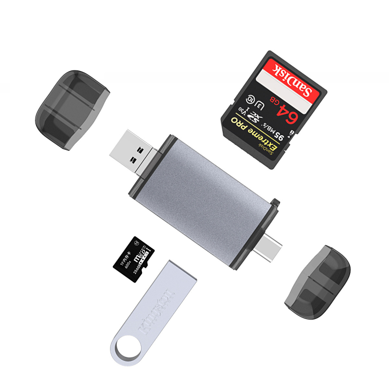 Type-C OTG čitač kartica - Šest u jednom USB 2.0 SD/SDHC/TF/MicroSD, aluminijsko kućište