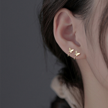 Σκουλαρίκια πεταλούδες από ασήμι 925, με γάντζο για το αυτί, φυσικό στυλ, για γυναίκες