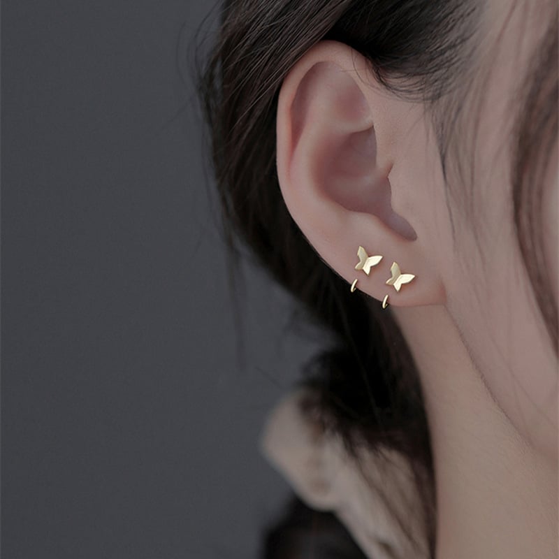 Σκουλαρίκια πεταλούδες από ασήμι 925, με γάντζο για το αυτί, φυσικό στυλ, για γυναίκες