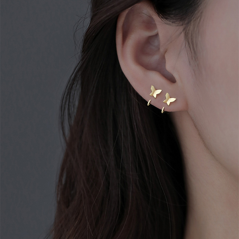 Σκουλαρίκια πεταλούδες από ασήμι 925, με γάντζο για το αυτί, φυσικό στυλ, για γυναίκες