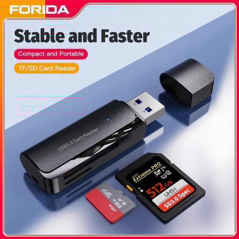 Cititor USB 3.0 2-în-1 pentru SD/TF – cititor extern pentru PC/Laptop, model HYD-7067, suportă SD/SDHC/MMC Plus/TF/MicroSD, compatibil cu toate sistemele