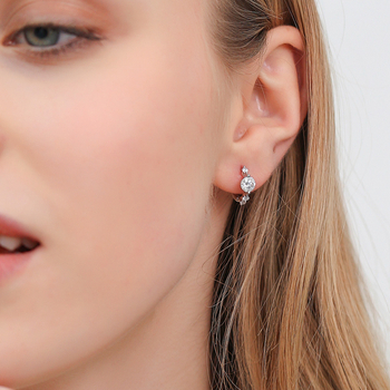 Cercei din argint 925 cu Moissanit, stil lux ușor, știft din argint 925, brand iHiHGEL, pentru femei