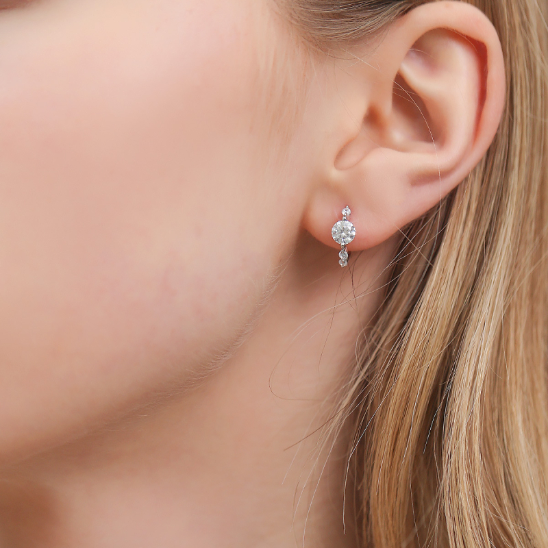 Cercei din argint 925 cu Moissanit, stil lux ușor, știft din argint 925, brand iHiHGEL, pentru femei