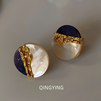 Meďové náušnice s geometrickým dizajnom, elektroplatinové dokončenie, čínskeho ducha, literárno-umelecký retro štýl, pre ženy, jar 2024