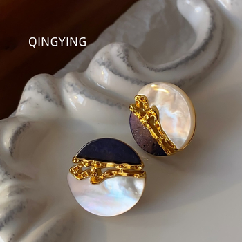 Meďové náušnice s geometrickým dizajnom, elektroplatinové dokončenie, čínskeho ducha, literárno-umelecký retro štýl, pre ženy, jar 2024