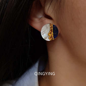 Meďové náušnice s geometrickým dizajnom, elektroplatinové dokončenie, čínskeho ducha, literárno-umelecký retro štýl, pre ženy, jar 2024