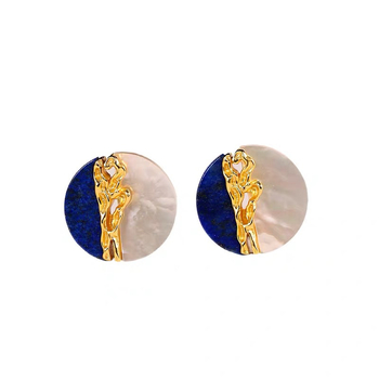 Meďové náušnice s geometrickým dizajnom, elektroplatinové dokončenie, čínskeho ducha, literárno-umelecký retro štýl, pre ženy, jar 2024