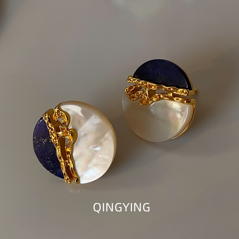 Meďové náušnice s geometrickým dizajnom, elektroplatinové dokončenie, čínskeho ducha, literárno-umelecký retro štýl, pre ženy, jar 2024