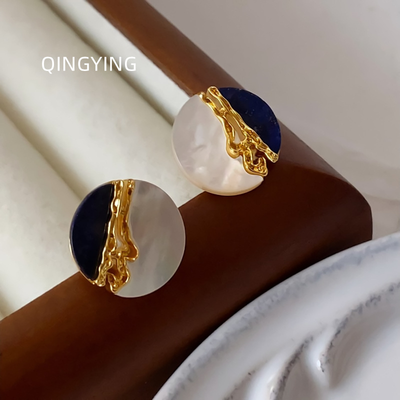 Meďové náušnice s geometrickým dizajnom, elektroplatinové dokončenie, čínskeho ducha, literárno-umelecký retro štýl, pre ženy, jar 2024