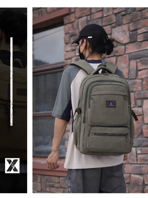 Rucsac din pânză pentru călătorii, compartiment pentru laptop, capacitate 20–35 L, curele cu pernă de aer, căptușeală poliester