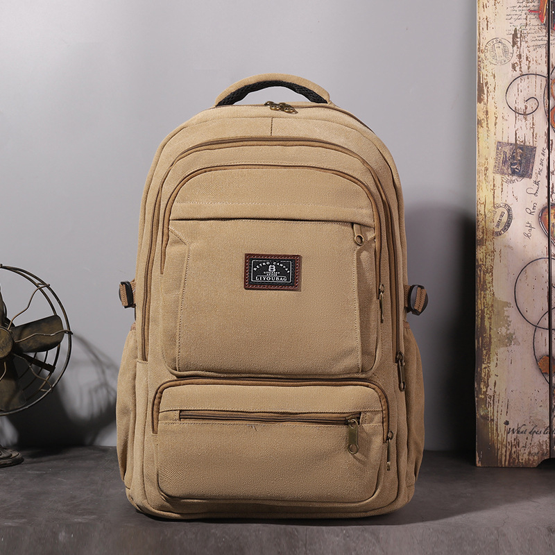 Rucsac din pânză pentru călătorii, compartiment pentru laptop, capacitate 20–35 L, curele cu pernă de aer, căptușeală poliester