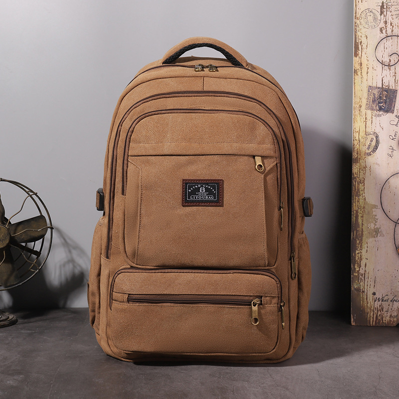 Rucsac din pânză pentru călătorii, compartiment pentru laptop, capacitate 20–35 L, curele cu pernă de aer, căptușeală poliester