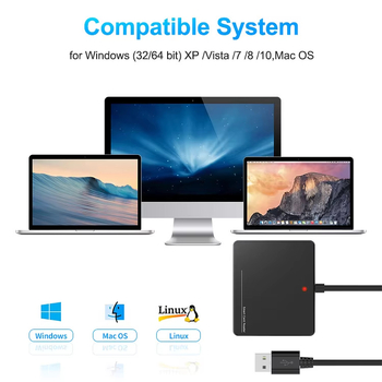 Rocketek Cr813 Cititor inteligent de carduri multifuncțional USB 2.0 | citește carduri SIM, CAC, ID/IC | Windows XP–10 și macOS | Carcasă ABS