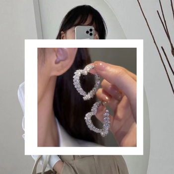 Cercei inimă-cruce din grâu, purtare față-spate pentru femei (Material: aliaj; Design: inimă-cruce din grâu; Tratament: electroplacare; Categoria: cercei)