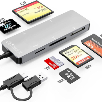 Αναγνώστης καρτών All-in-One με USB-C & USB 3.0 | Υποστήριξη CF, SD, TF, MS Duo, MS Micro (M2) | Αλουμινένιο σώμα | Εγγύηση 1 έτους