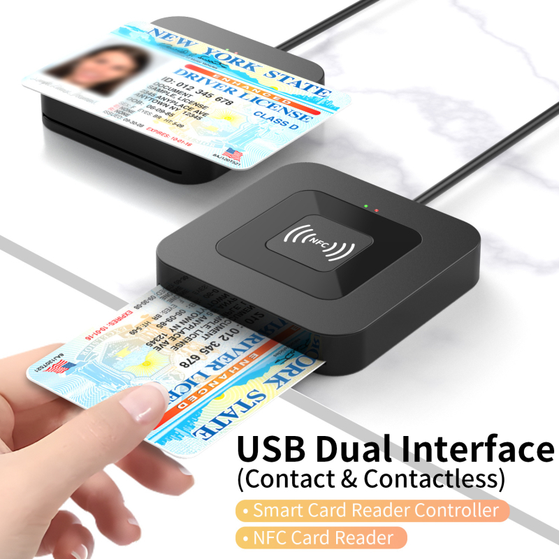 USB i Type-C NFC Smart IC čitač kartica - 2-u-1, sučelje USB/Type-C, kompatibilan s Windows, Linux, macOS
