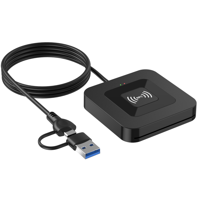 USB i Type-C NFC Smart IC čitač kartica - 2-u-1, sučelje USB/Type-C, kompatibilan s Windows, Linux, macOS